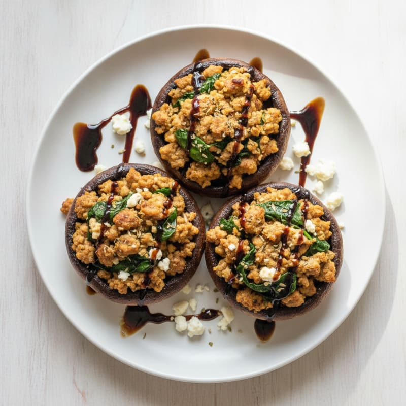 Herb-Stuffed Portobello Mushrooms with Balsamic Glaze