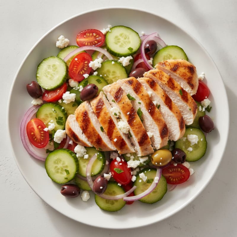 Mediterranean Herb Feta Salad with Grilled Chicken