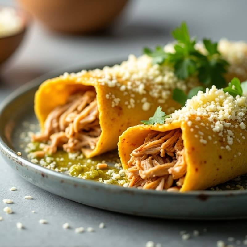 Salsa Verde Shredded Chicken Enchiladas