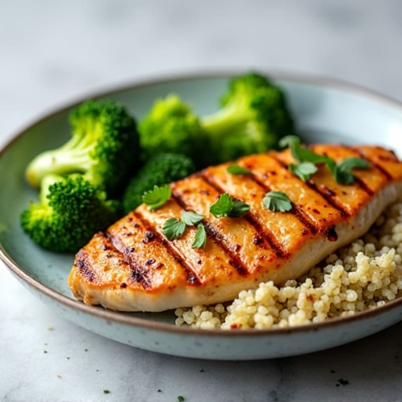 Grilled Chicken Breast with Quinoa and Steamed Broccoli