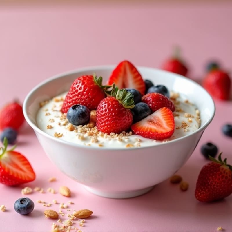 Creamy Dairy-Free Yogurt Bowl with Fresh Berries and Crunchy Toasted Nuts
