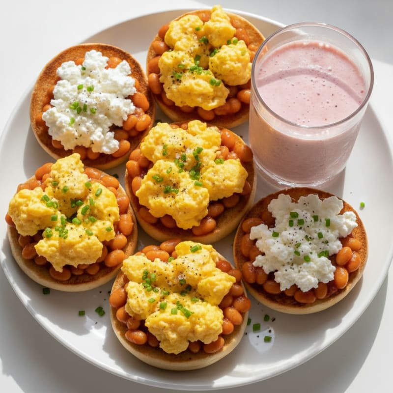 Baked Beans and Egg Mini Bagel Platter
