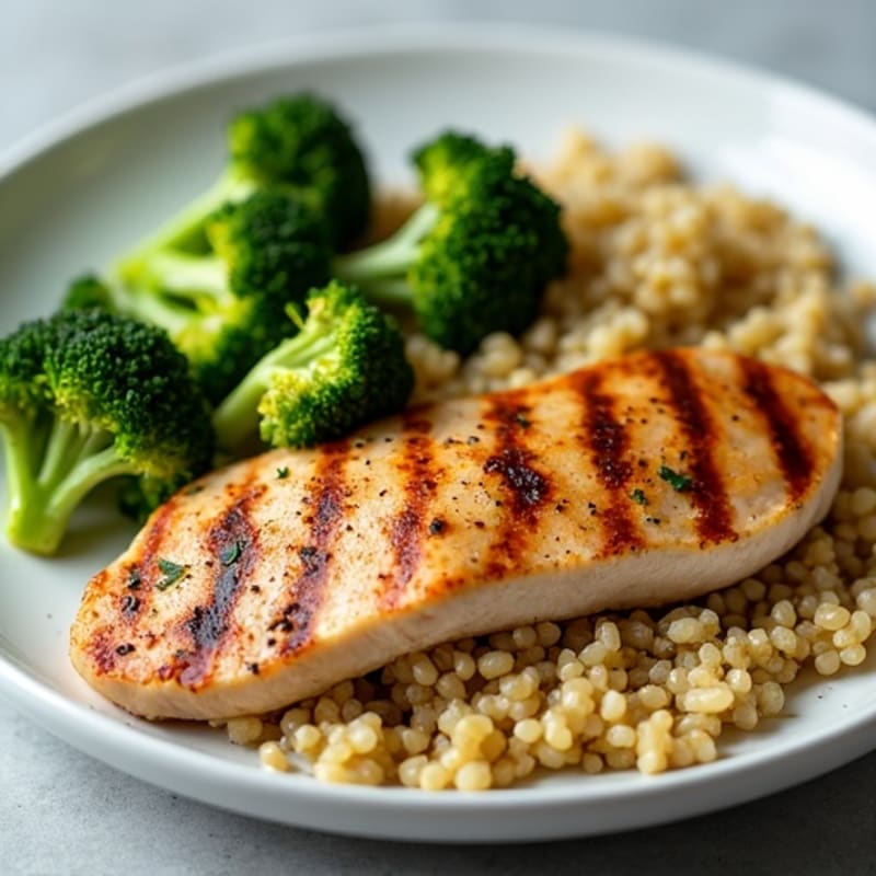 Grilled Turkey Breast with Roasted Broccoli and Quinoa