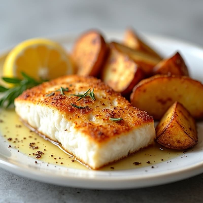 Crunchy Baked White Fish with Crispy Roasted Potato Wedges