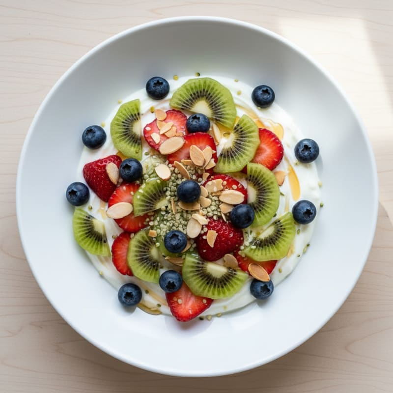 High-Protein Mixed Berry and Kiwi Yogurt Bowl