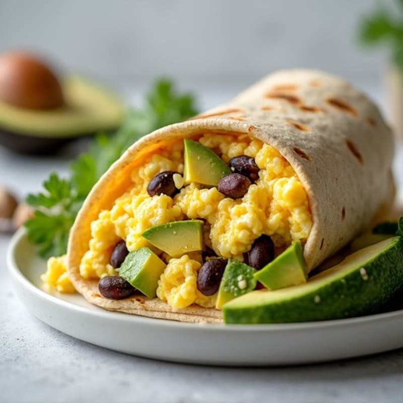 Creamy Avocado and Scrambled Egg Whole Wheat Burrito