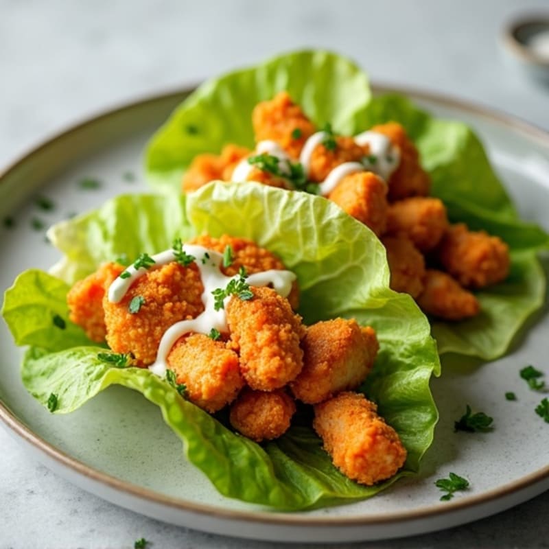 Crispy Buffalo Chicken Lettuce Wraps with Creamy Ranch