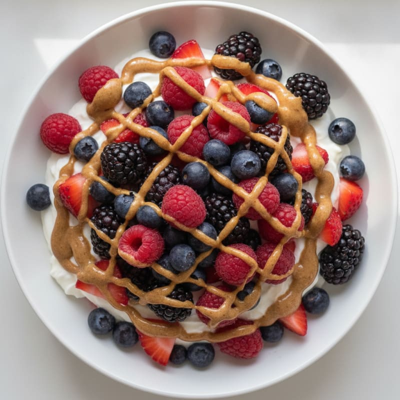 Silky Greek Yogurt Protein Bowl with Mixed Berries and Almond Butter