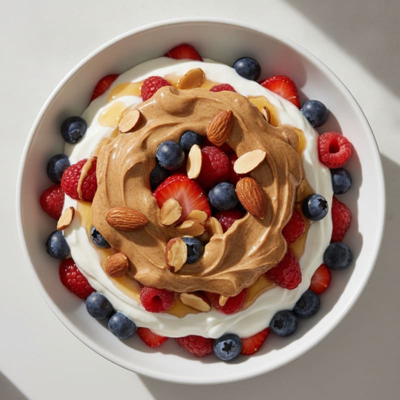 Creamy Greek Yogurt Parfait with Mixed Berries and Almond Butter