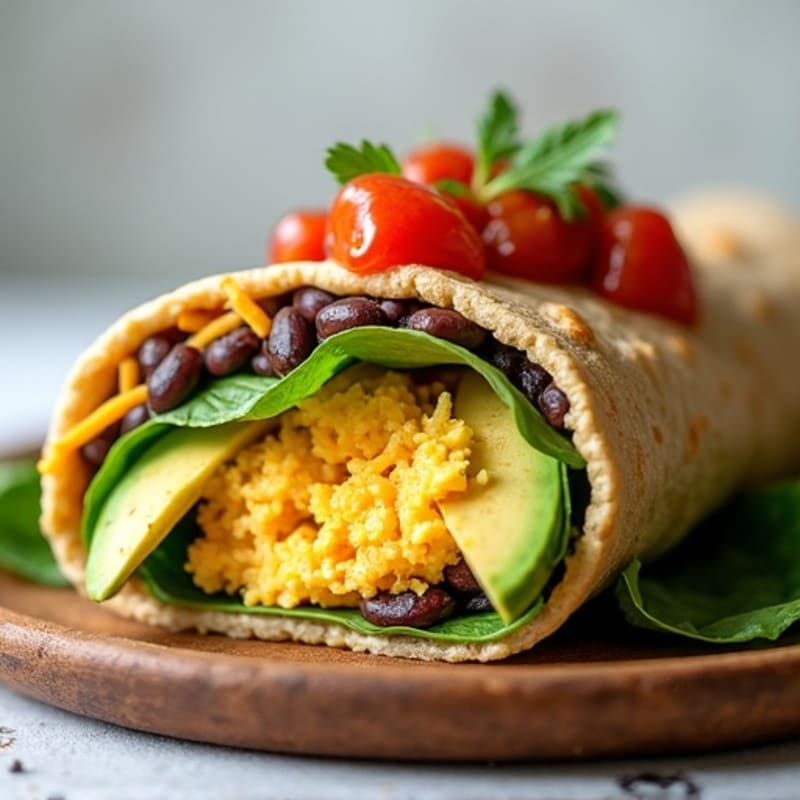 Hearty Protein-Packed Egg and Black Bean Whole Wheat Burrito