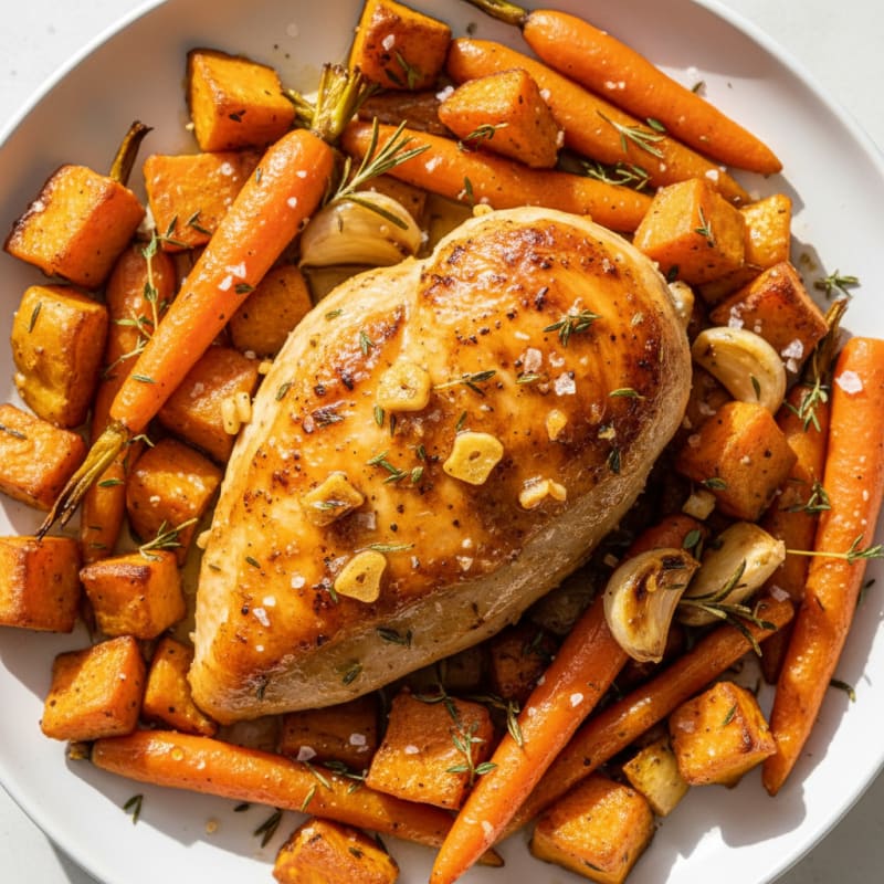 Garlic Herb Roasted Chicken with Root Vegetables
