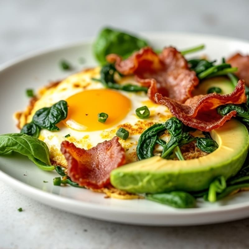Egg White Scramble with Spinach and Turkey Bacon