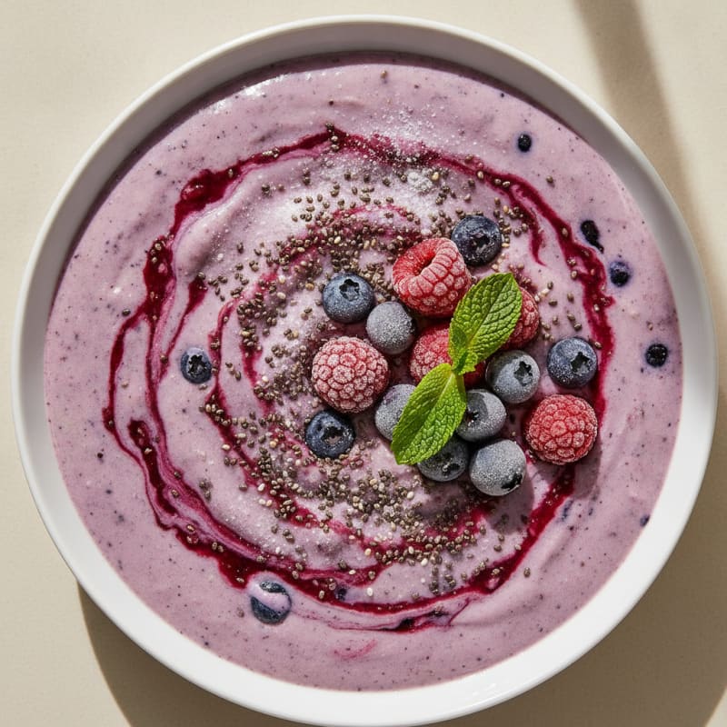 Silken Tofu Protein Smoothie with Chia and Berries