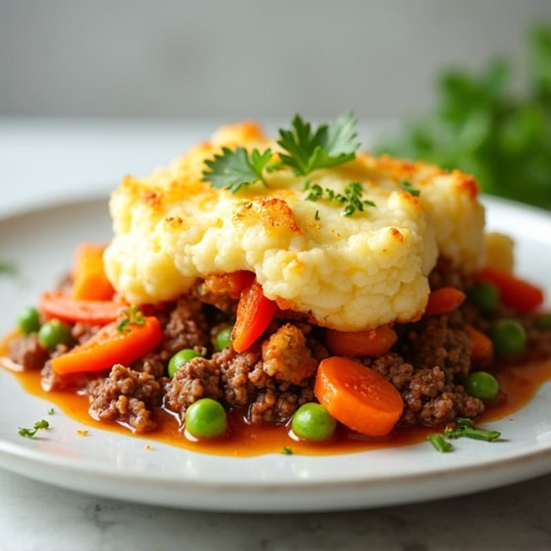 Healthy Lean Ground Beef Shepherd's Pie with Creamy Cauliflower Topping