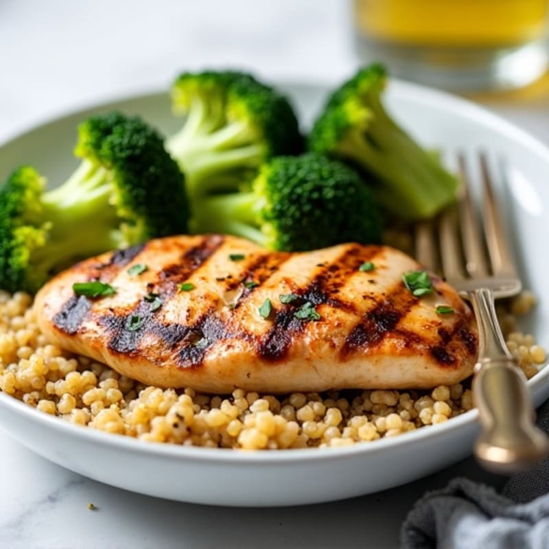 Grilled Chicken Breast with Quinoa and Steamed Broccoli