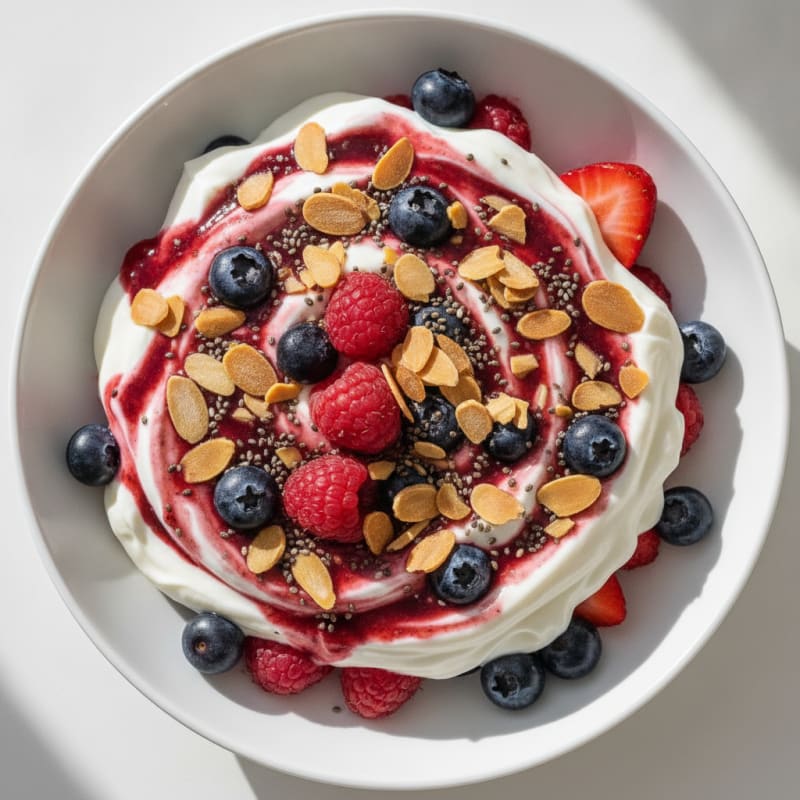 Greek Yogurt Protein Parfait with Mixed Berries