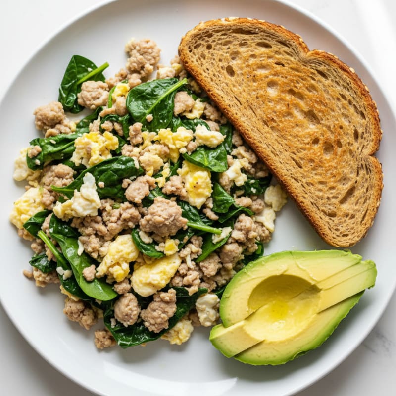 Ground Turkey Scramble with Egg Whites and Spinach