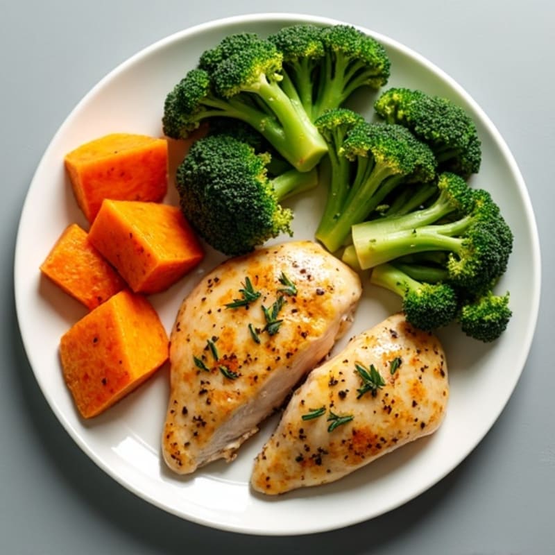 Sheet Pan Lemon Herb Chicken with Roasted Broccoli and Sweet Potato