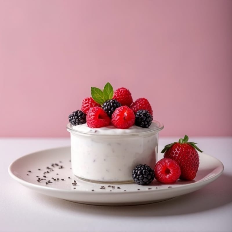 Greek Yogurt Protein Mousse with Mixed Berries