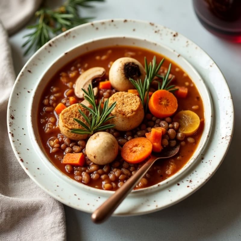 Hearty Vegan Mushroom and Root Vegetable Red Wine Stew