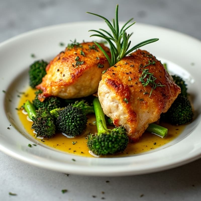 Crispy Herb-Baked Chicken Thighs with Roasted Broccolini