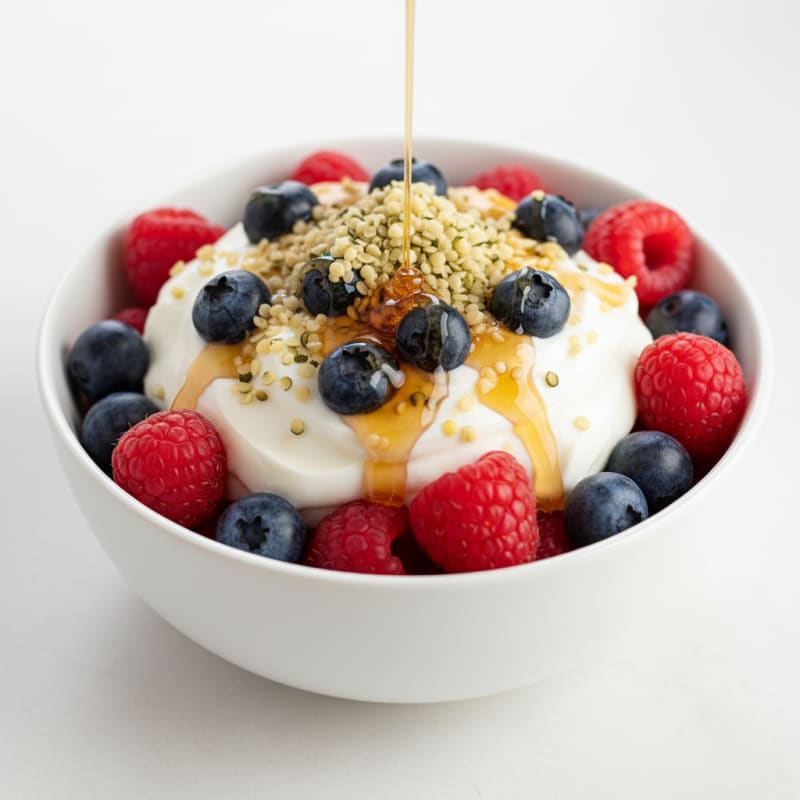 Creamy Greek Yogurt Parfait with Mixed Berries and Hemp Seeds