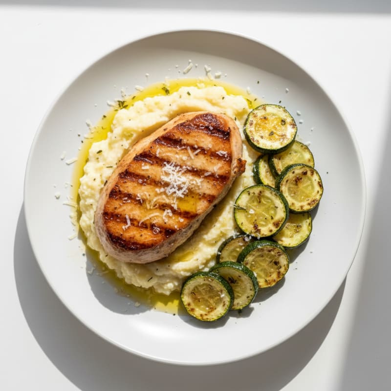 Seared Turkey Breast with Roasted Zucchini and Cauliflower Mash