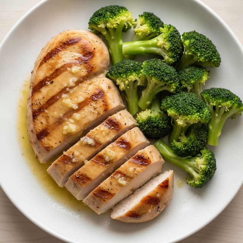 Grilled Lemon Garlic Turkey Breast with Steamed Broccoli