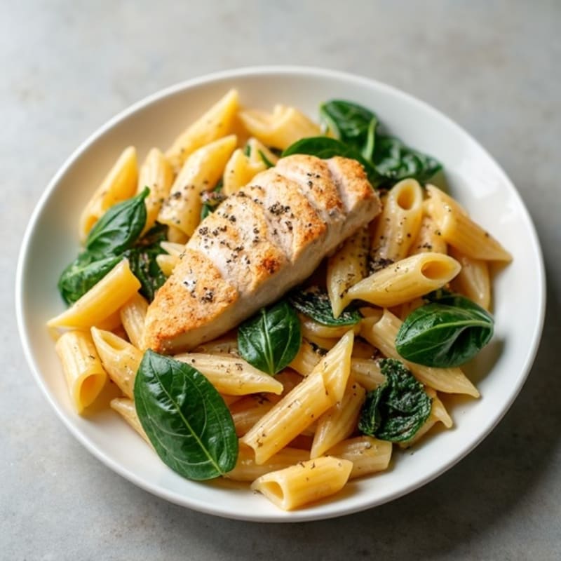 Creamy Chicken and Spinach Whole Wheat Pasta
