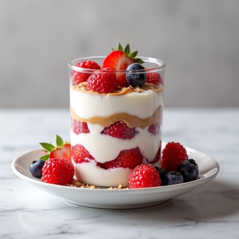 Greek Yogurt Protein Parfait with Mixed Berries and Almond Butter