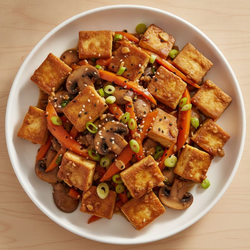 Mushroom and Carrot Tofu Stir-Fry