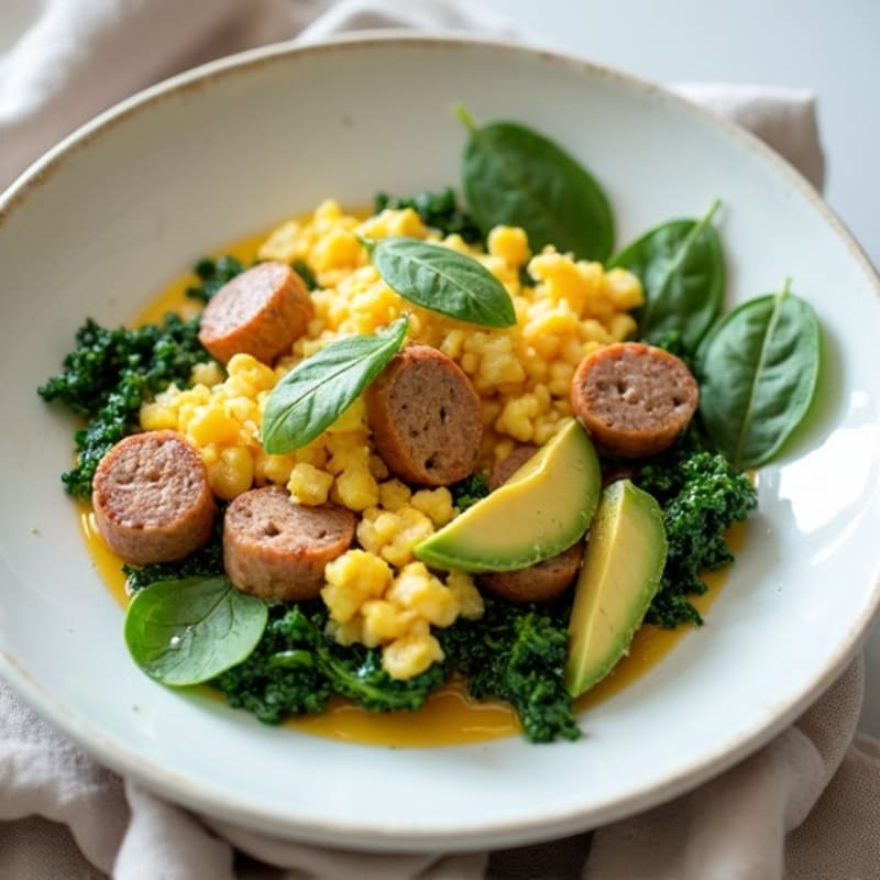 Egg White and Turkey Sausage Scramble with Spinach