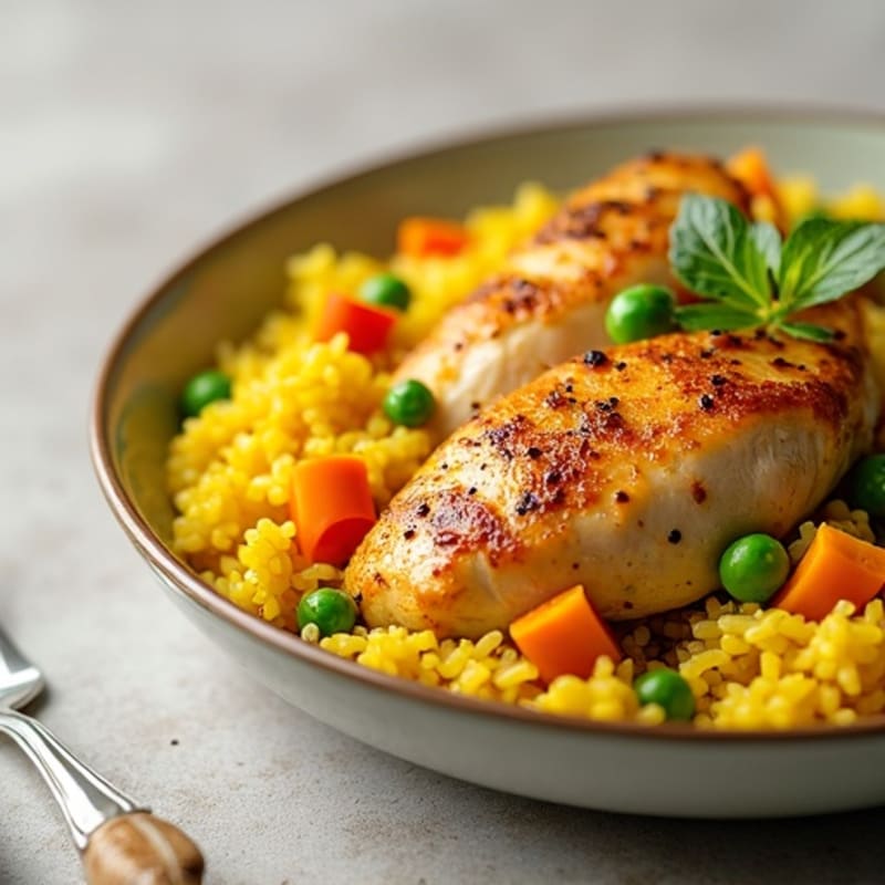 Saffron Chicken and Yellow Rice Skillet