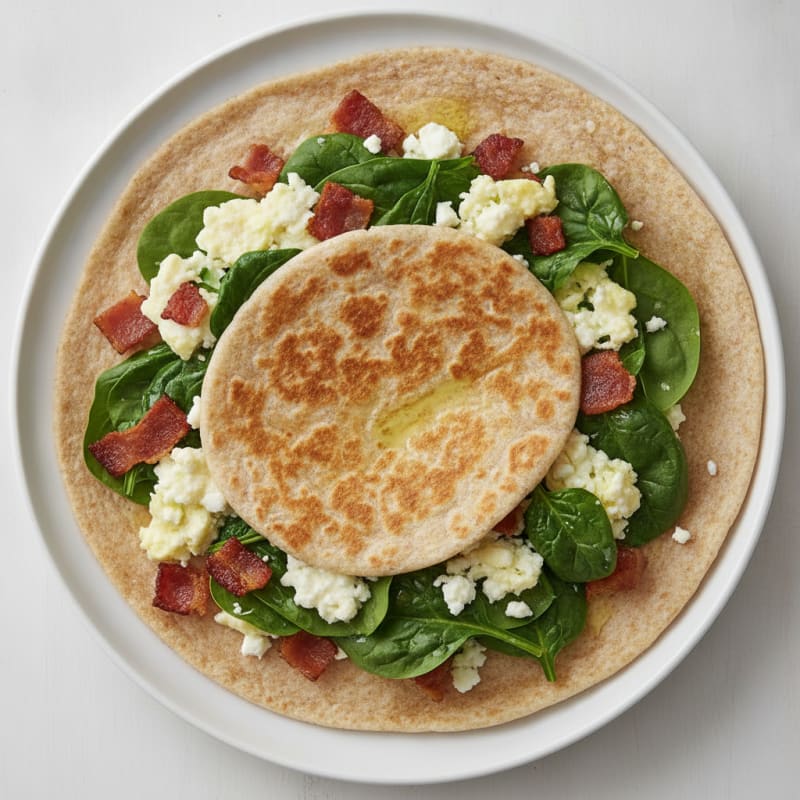 Crispy Turkey Bacon and Egg White Wrap with Spinach