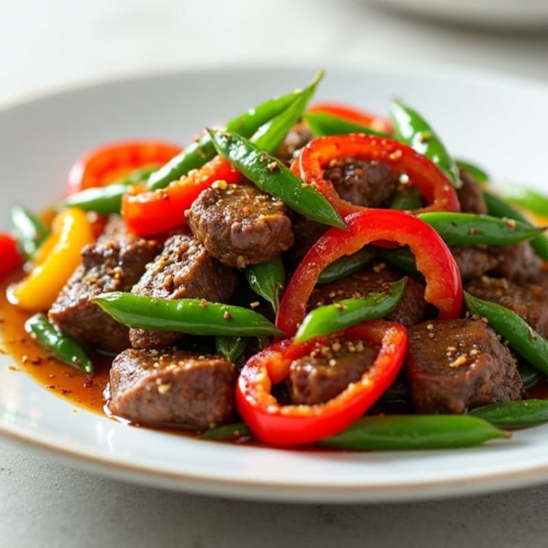 Lean Beef Stir Fry with Bell Peppers and Snap Peas