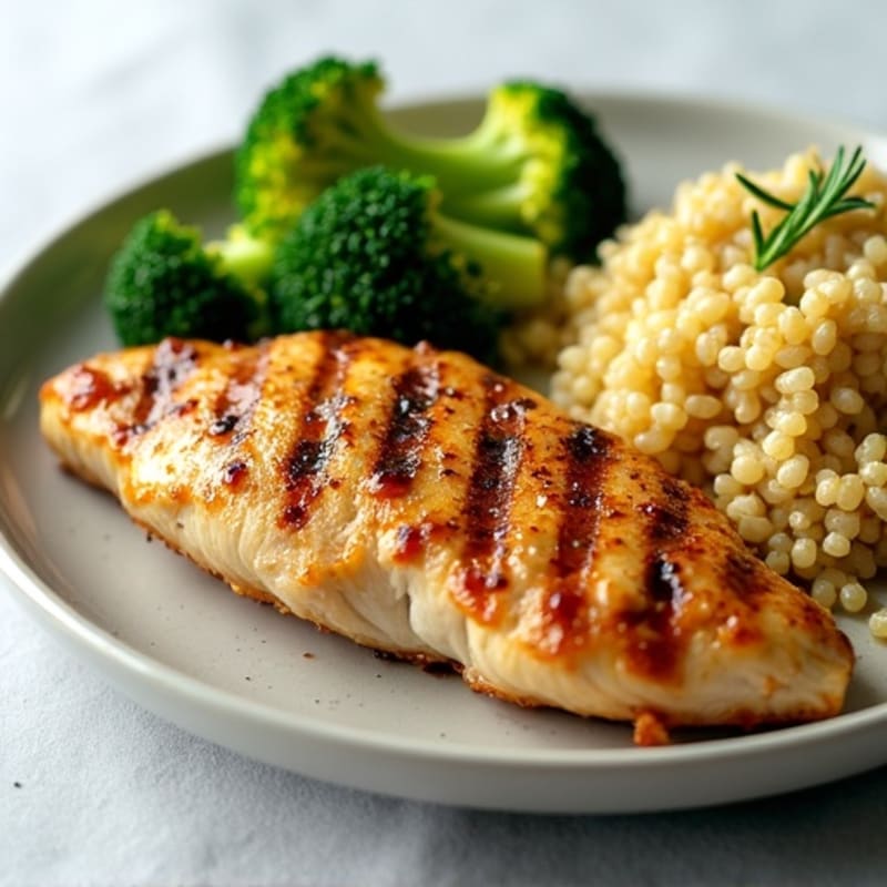 Grilled Chicken Breast with Quinoa and Steamed Broccoli