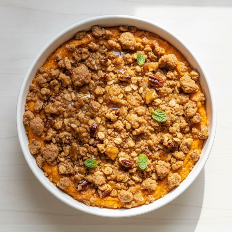 Baked Sweet Potato Pecan Crumble