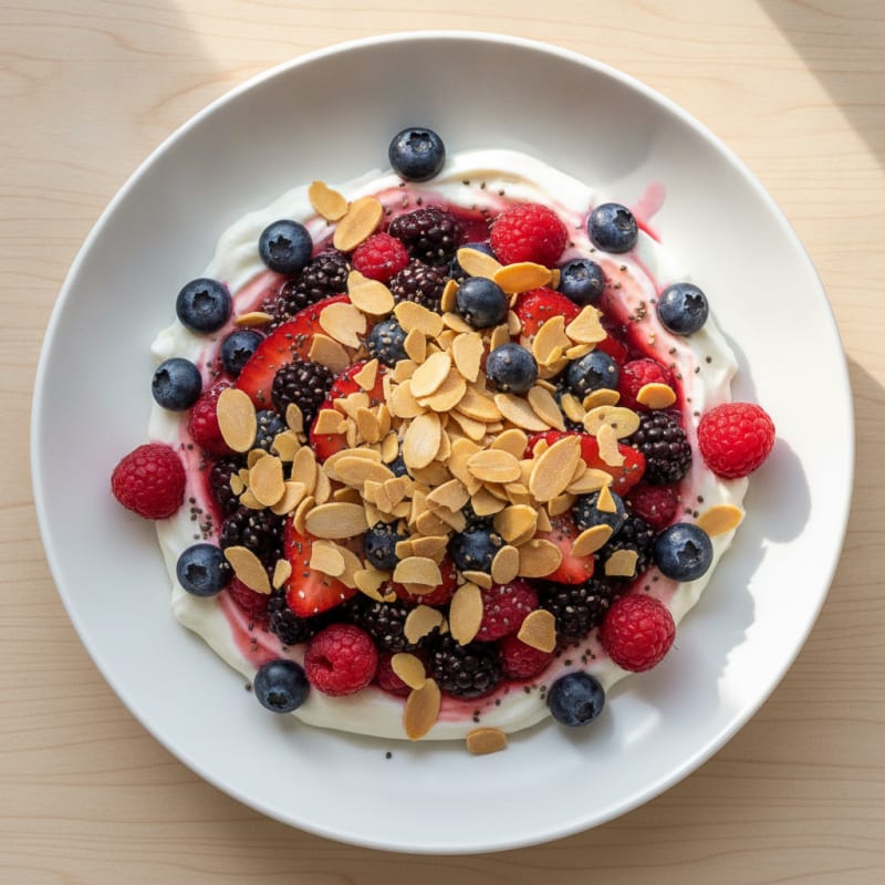 Greek Yogurt Protein Parfait with Mixed Berries