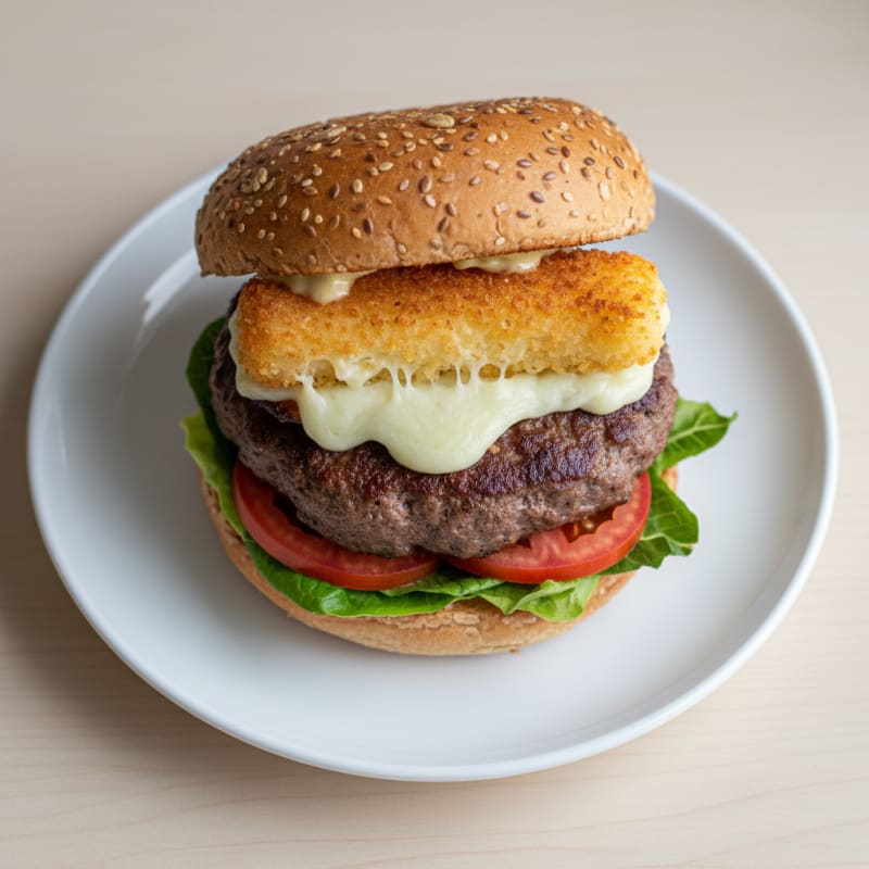 Crispy Mozzarella Stick Beef Burger