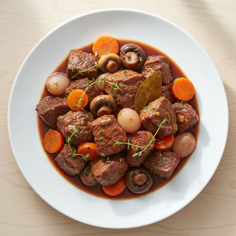 Classic Beef Bourguignon with Mushrooms