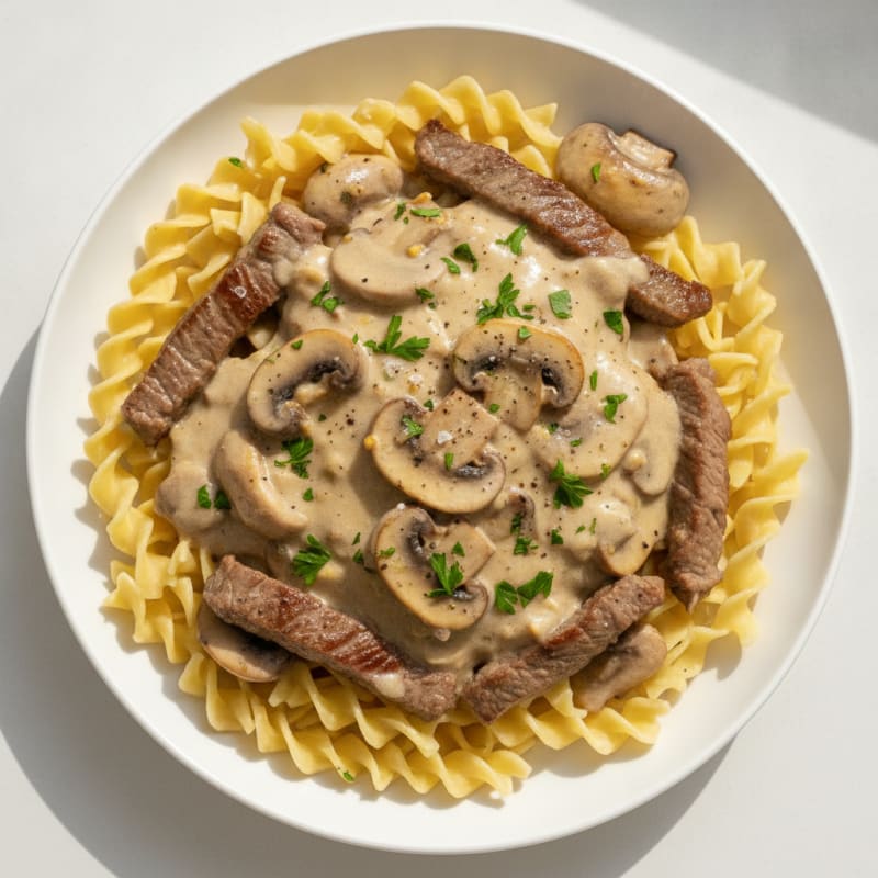 Classic Beef Stroganoff with Egg Noodles