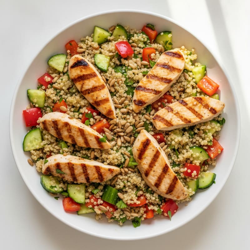 Grilled Chicken Quinoa Salad with Crunchy Vegetables