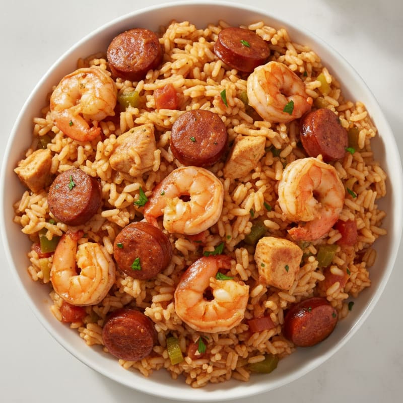 Classic Creole Jambalaya with Sausage and Shrimp