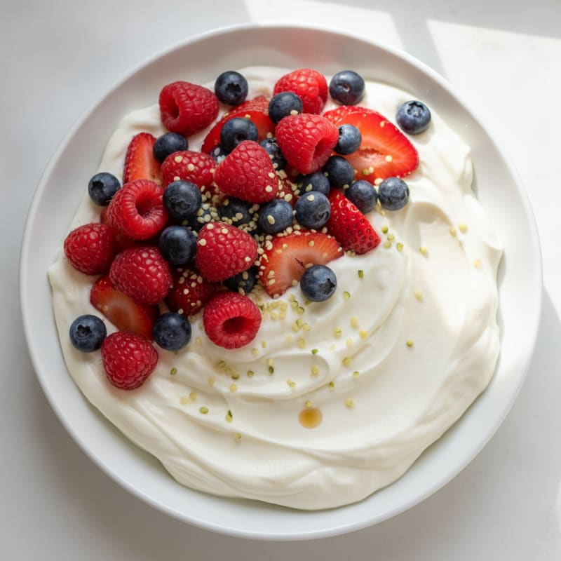 Silky Greek Yogurt Protein Pudding with Mixed Berries