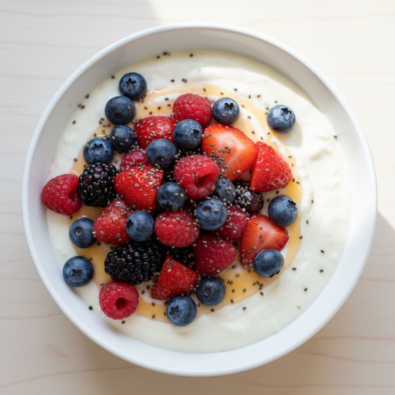Silky Greek Yogurt Protein Pudding with Mixed Berries