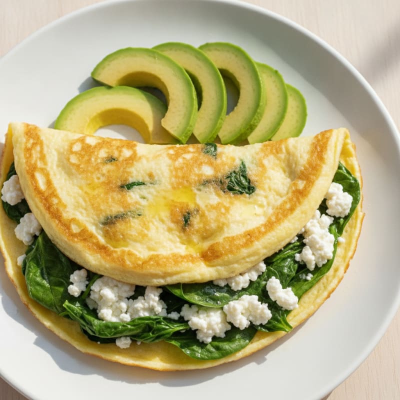 Egg White Spinach Omelette with Cottage Cheese