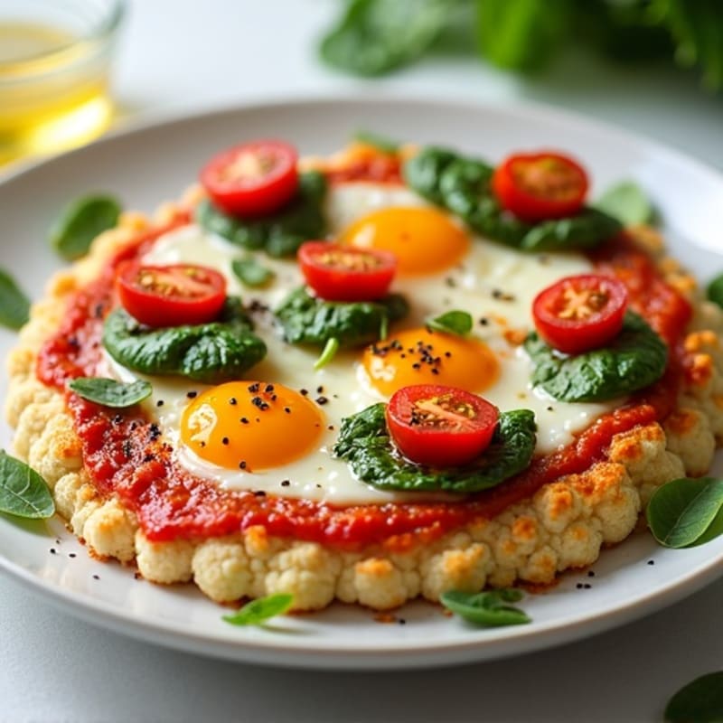 Crispy Cauliflower Crust Pizza with Fresh Vegetables