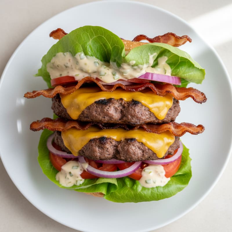 Double Bacon Cheeseburger with Secret Sauce