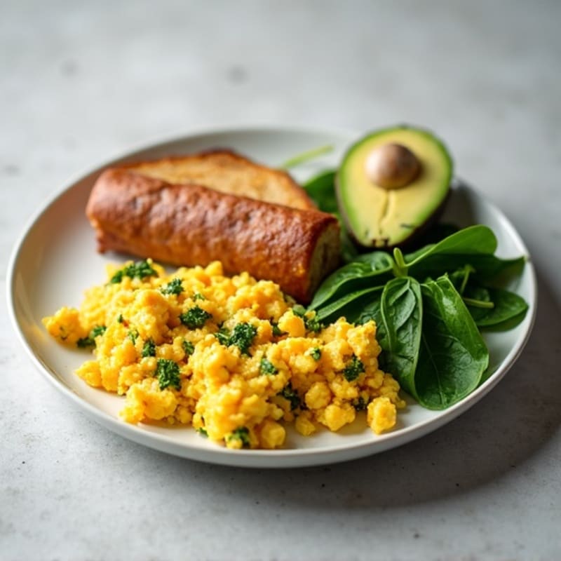 Egg White and Turkey Sausage Scramble with Spinach