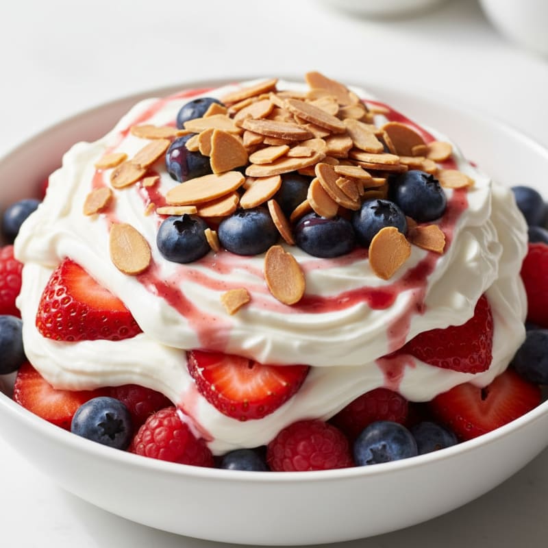 Greek Yogurt Protein Parfait with Mixed Berries and Almonds